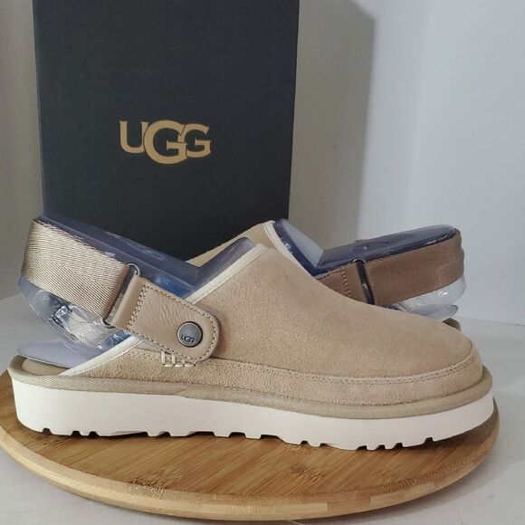 UGG Mens Goldencoast Clog Size US 9 Beige Suede Slingback Slide Sandal NWT - Picture 5 of 10